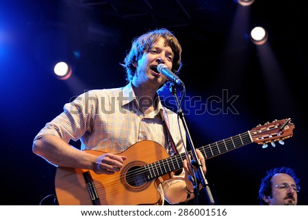 BARCELONA - JUN 2: The guitar acoustic player of Kings of Convenience (band) performs at San Miguel Primavera Sound Festival on June 2, 2012 in Barcelona, Spain.