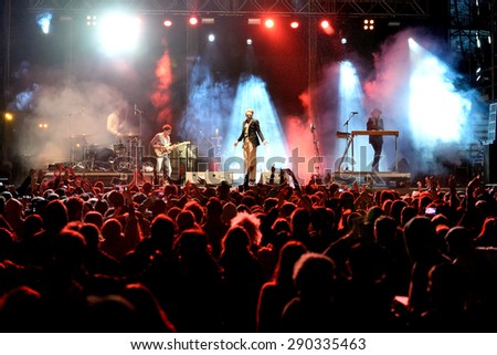 VALENCIA, SPAIN - APR 5: Crowd watch a concert at MBC Fest on April 5, 2015 in Valencia, Spain.