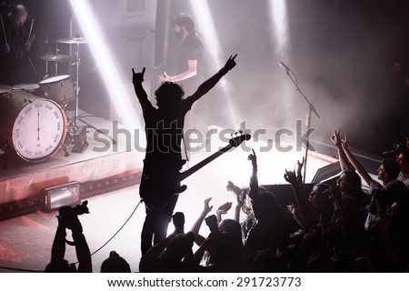 BARCELONA - FEB 13: Berri Txarrak (alternative heavy metal band) live performance at Apolo on February 13, 2015 in Barcelona, Spain.