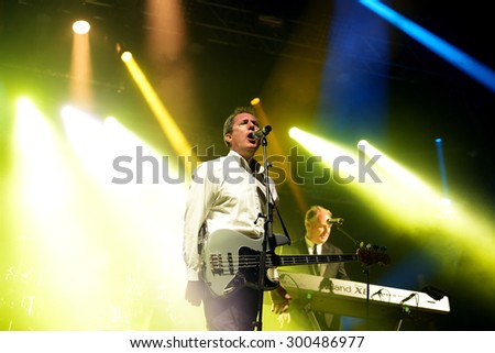 BARCELONA - MAY 27: Orchestral Manoeuvres in the Dark, also known as OMD,  (band) in concert at Primavera Sound 2015 Festival, ATP stage, on May 27, 2015 in Barcelona, Spain.