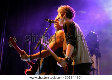 BARCELONA - MAY 23: The Vamps (British pop rock band) in concert at Primavera Pop Festival by Los 40 Principales on May 23, 2014 in Barcelona, Spain.
