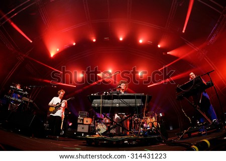 BARCELONA - JUN 19: Hot Chip (electronic music band) live performance at Sonar Festival on June 19, 2015 in Barcelona, Spain.