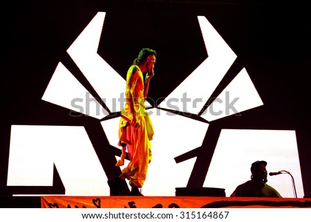 BARCELONA - JUN 19: Die Antwoord (rap rave band) in concert at Sonar Festival on June 19, 2015 in Barcelona, Spain.
