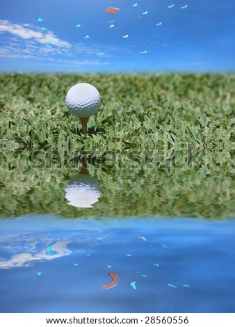 golf ball with kites in the sky