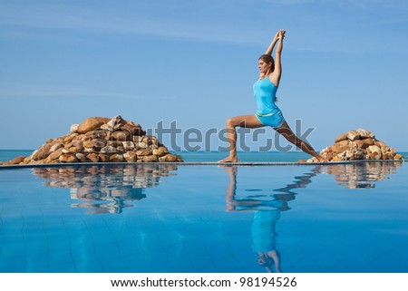 Beautiful happy woman in yoga poses