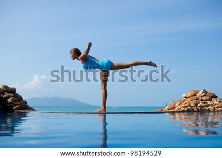 Beautiful happy woman in yoga poses