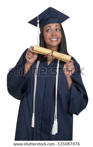 Young Black African American Woman In Her Graduation Robes Stock Photo ...