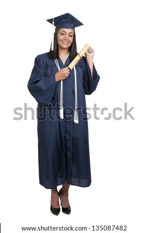 Young Black African American Woman In Her Graduation Robes Stock Photo ...