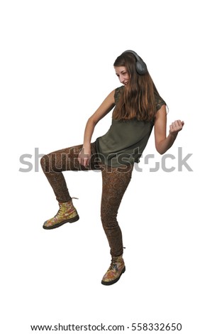 Similar – Image, Stock Photo Woman pretending to play the guitar