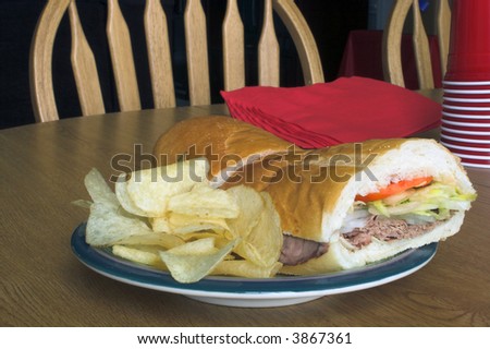 A delicious and healthy deli style submarine sandwich.