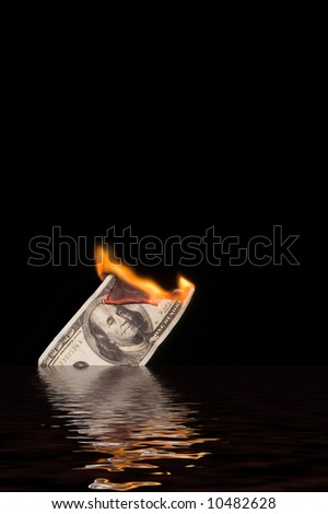 Sinking 100 Dollar Bill on Fire