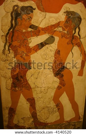 Ancient Minoan Fresco of Boys Boxing
