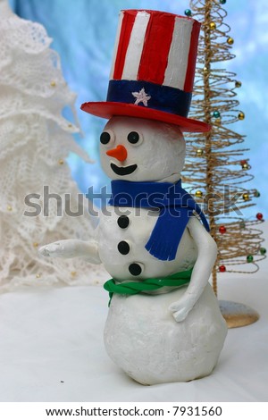 Snowman with Uncle Sam Hat