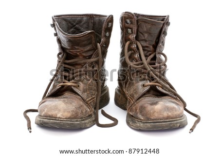 Dirty Old Boots Isolated Over White Background Stock Photo 87912448 ...