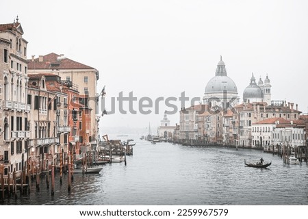 Similar – Image, Stock Photo Travel Venice, foggy grand canal with old houses, city trip