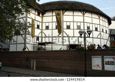 LONDON-MAY 13:Visitors at The Shakespeare's Globe on May 13,2010 in London.Opened to the public in 1997,this building is a reconstruction of The Globe where Shakespeare presented many of his plays