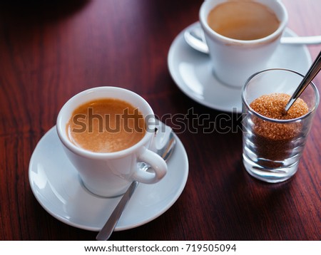 Espresso coffee cups on table ストックフォト © 
