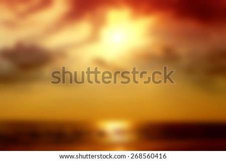 blurred sea and Sun on sunset