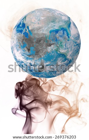 Global Earth image with smoke on Earth's day clean concept Elements of this image furnished by NASA
