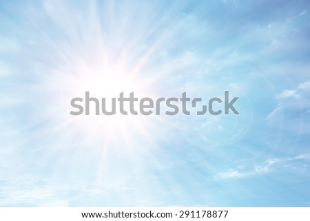 Sparkle bright sun over clear blue sky