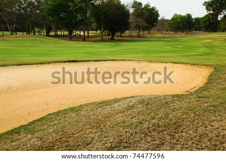 Sand trap on a golf course.