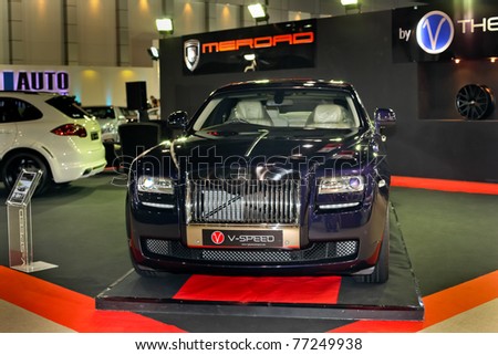 NONTABURI,THAILAND-MAY,15: a Rolls Royce Phantom on display at the Super Car & Import Car Show,May 15,2011 in Nontaburi, Thailand