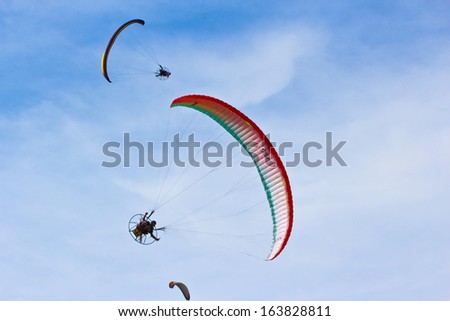 PHUKET,THAILAND - NOVEMBER 15: unidentified competitor  of the 4th Asian Beach Game Test Event for Paramotor (CAT II) on November 15, 2013 in Phuket,Thailand