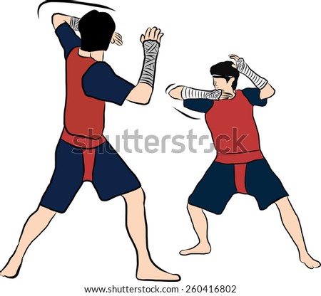 hand drawn Thai martial arts muay thai  body weapon