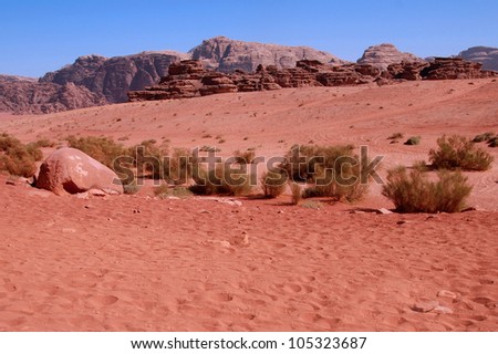 Wadi Rum, Jordan desert landscape.