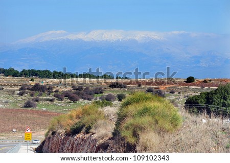 Israel Galilee landscape Mount Hermon, Israel.
