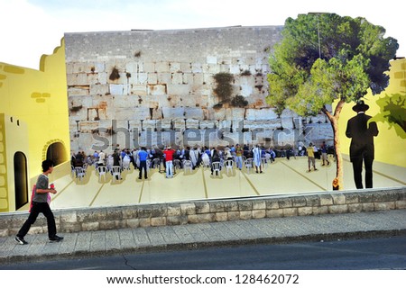 JERUSALEM - NOV 12:Visitor at City of David on November 12 2008 in Jerusalem.It\'s the oldest settled neighborhood of Jerusalem and a major archaeological site due to recognition as biblical Jerusalem