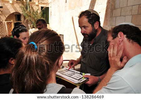 HEBRON, ISR - SEP 08:Jewish people pray at the Cave of the Patriarchs in Hebron on Sep 09 2009.According to tradition all the Patriarchs and Matriarchs of the Jewish people believed to be buried there