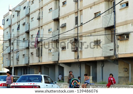 KIRYAT MALACHI,ISR JULY 13:Poor population on July 13 2011.It\'s one of the most poor cities in Israel about 50% of the population receive some sort of social welfare