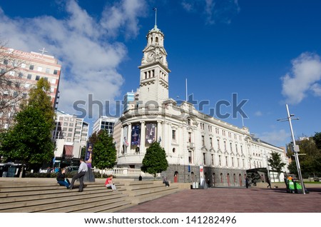 AUCKLAND,NZ - MAY 29:Auckland Town Hall on May 29 2013. The Town Hall and its surrounding context is highly protected as a \'Category A\' heritage place in the city\'s district plan.