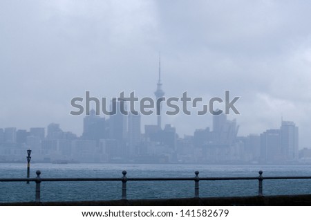 AUCKLAND,NZ - MAY 30:Auckland Skyline in a stormy day May 30 2013. It has 1,397,300 residents, which is 32 percent of the country\'s population.