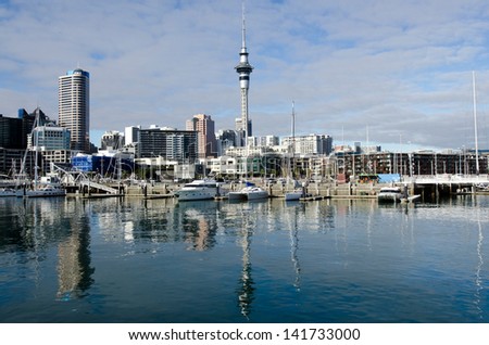 AUCKLAND - JUNE 02:Auckland Viaduct Harbor Basin on June 02 2013.It\'s a former commercial harbor turned into a development of mostly upscale apartments, office space and restaurants.