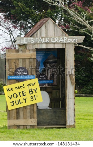 KERIKERI, NZ - JULY 28:Outhouse toilets on July 28 2013.In NZ many towns grow to fast in the past 25 year without upgrade the infrastructure sewerage system that risk the local population today.
