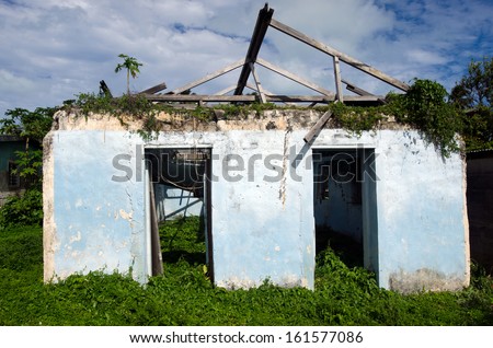 AITUTAKI - SEP 20:Destroyed house from Cyclone Pat on sep 20 2013.It strike the island on Feb 10 2010.It\'s one of the biggest cyclones to hit the area in 20 years.Damage was estimated at NZ$15 million