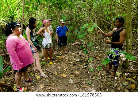 AITUTAKI - SEP17:Tourists visit Rapota Island on Sep 17 2013.Cooks Islands are largely unspoiled by tourism with 100,000 visitors a year.They one of the world\'s most remote Islands.