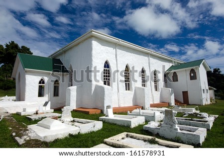 AITUTAKI - SEP 20:Aitutaki Cook Islands Christian Church (CICC) on Sep 20, 2013.Aitutaki people were the first to accept Christianity and It\'s the oldest church in Cook Island.