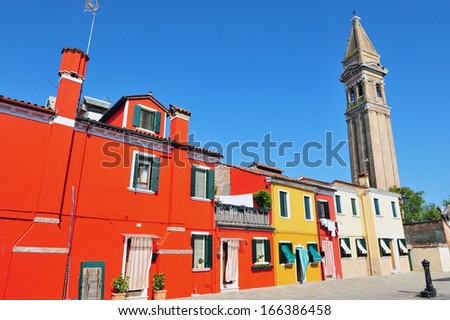 BURANO ISLAND, ITALY - MAY 01:Colorfully painted houses on Burano island near Venice, Italy on May 01 2011.Burano Island is known for its small, colorful brightly painted houses, popular with artists.