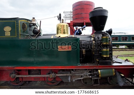 KAWAKAWA,NZ - JAN 11:Train driver prepares Gabriel steam engine on Jan 11 2014.Built in 1927 it\'s a fine example of a working steam engine and is the only one in her class left in the world.