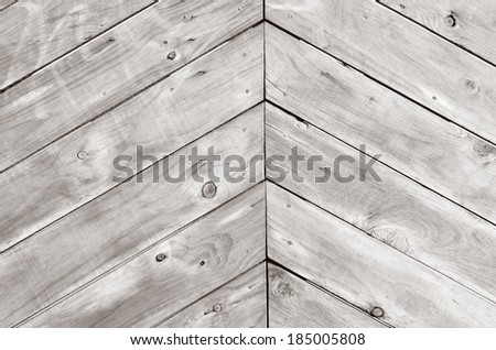 Triangle shape of empty wood planks background texture. (BW)