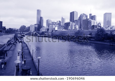 MELBOURNE - APR 11, 2014:The Yarra River.It was a major food source and meeting place for indigenous Australians from prehistoric times today it\'s one of the cleanest capital city rivers in the world.