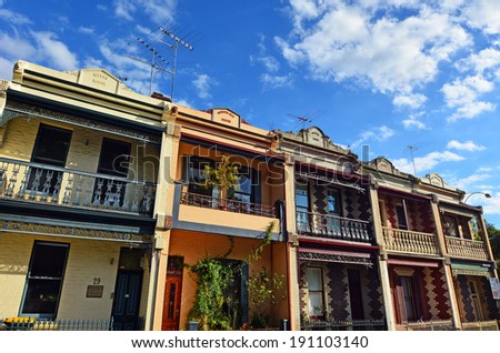 MELBOURNE - APR 14 2014:Double storey Victorian house.During the Victorian gold rush of the 1850s, Melbourne transformed into one of the world\'s largest and wealthiest cities.