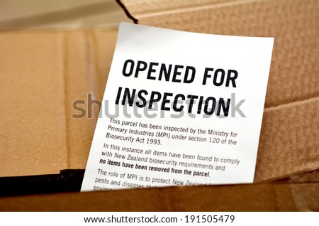 AUCKLAND - APR 07 2014:Postal items that was opened by New Zealand Customs Service for inspection.The agency responsible for the safety, security and commercial interests of New Zealand.
