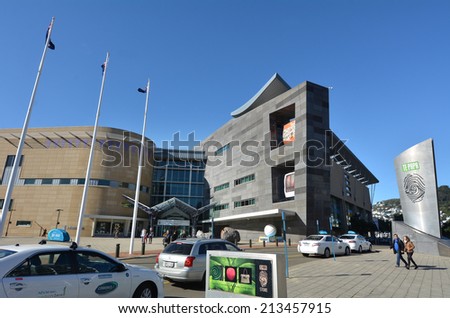 WELLINGTON - AUG 22 2014:Visitors at Museum of New Zealand Te Papa Tongarewa.It is the national museum and art gallery of New Zealand, located in Wellington