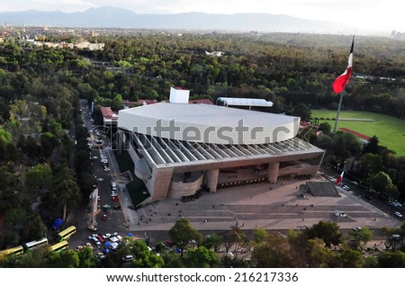 MEXICO CITY - FEB 24 2010:Aerial view of the Auditorium of Mexico City, Mexico.In May 2007, the American magazine Pollstar ranked the National Auditorium as the best concert venue in the world.