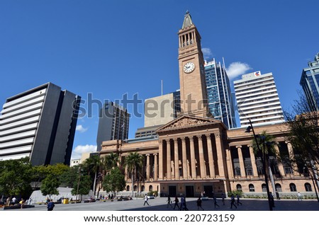 BRISBANE, AUS - SEP 26 2014:Brisbane City Hall.The building used for royal receptions, pageants, orchestral concerts, civic greetings, flower shows, school graduations and political meetings.