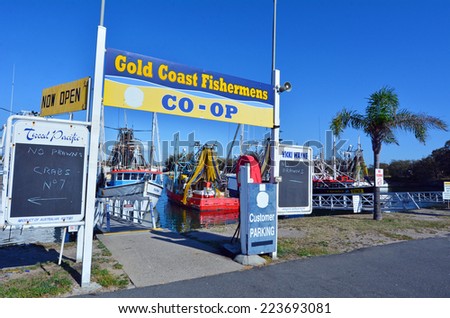 GOLD COAST, AUS - OCT 13 2014:Gold Coast Fishermen's Co-Operative.Since 2008 the Gold Coast fishermen selling their catch direct to the public from the boat at low price.